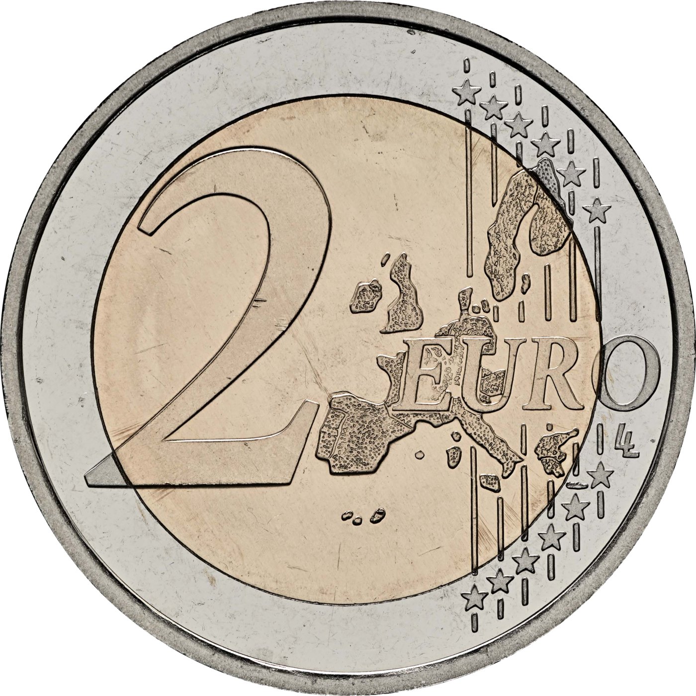 Soome 2005 – 50 aastat ÜRO liikmesust · 2-eurone meenemünt Esikülg