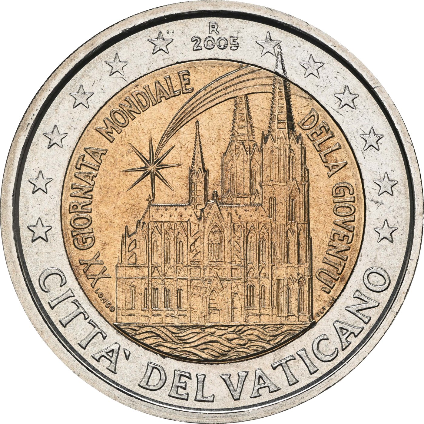 Vaticano 2005 – XX. Jornada Mundial de la Juventud en Colonia · Moneda conmemorativa de 2 euros Revers