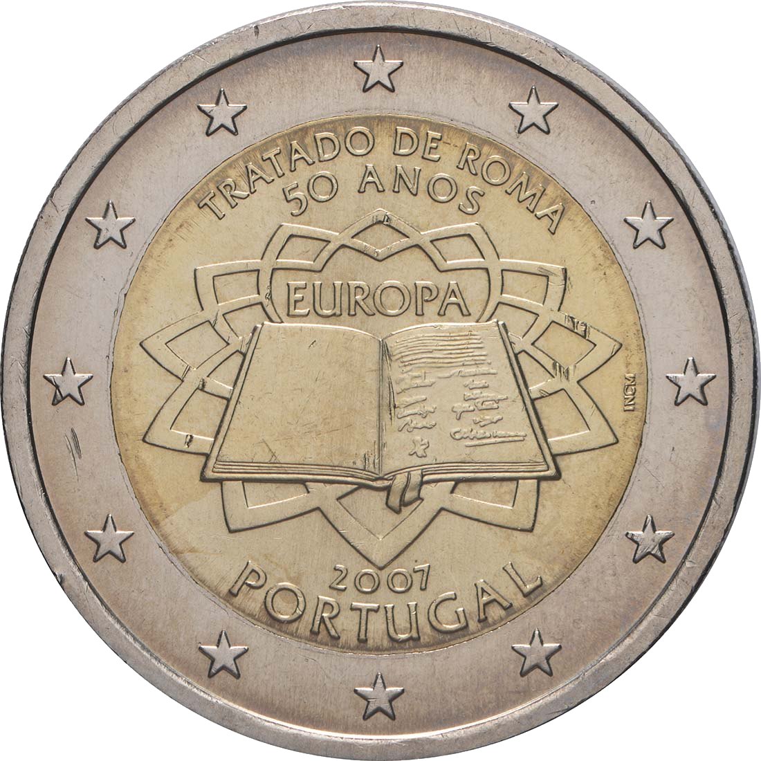 Portugal 2007 – 50 ans des traités de Rome · Pièce commémorative de 2 euros Revers