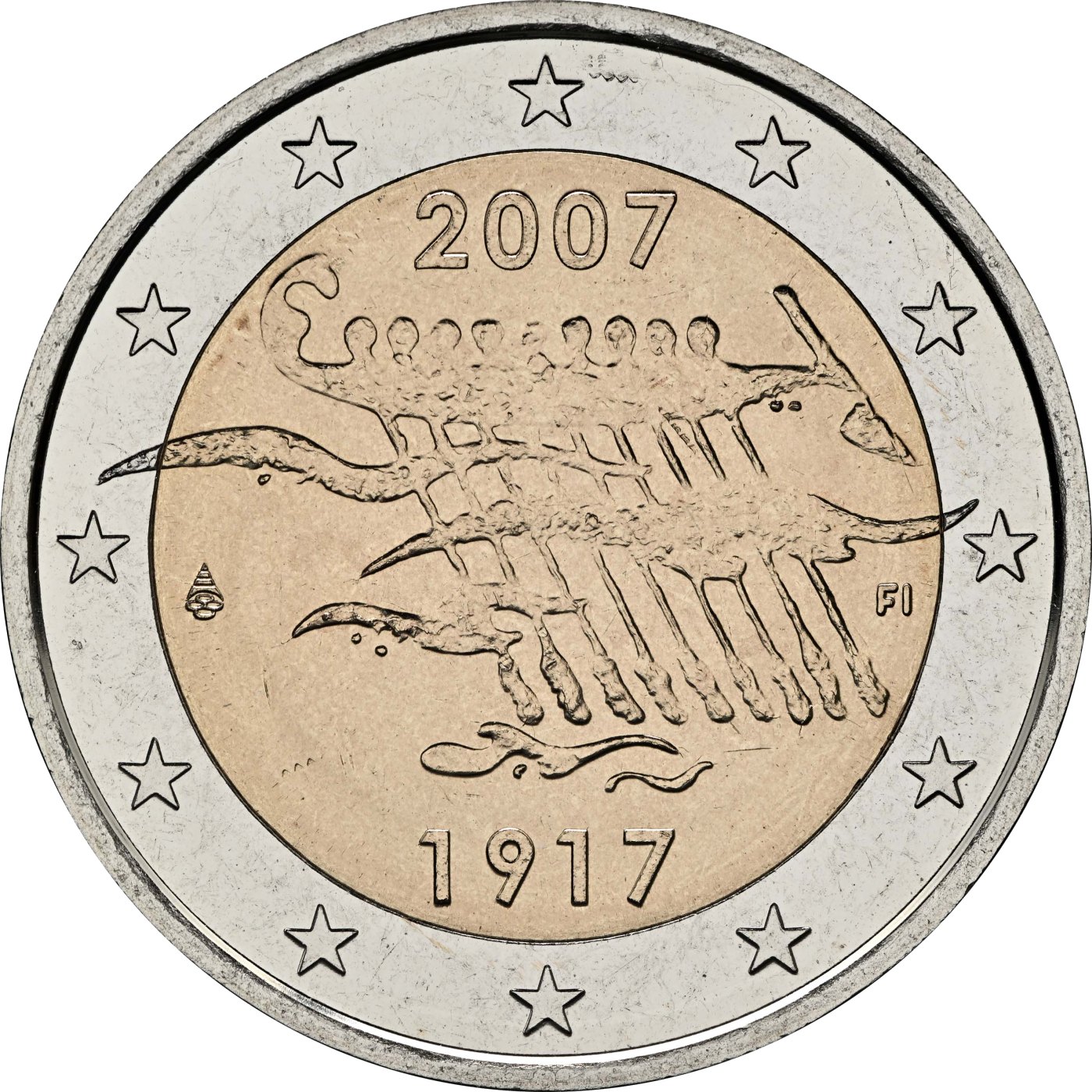 Финландия 2007 – 90 години независимост · Възпоменателна монета от 2 евро Реверс