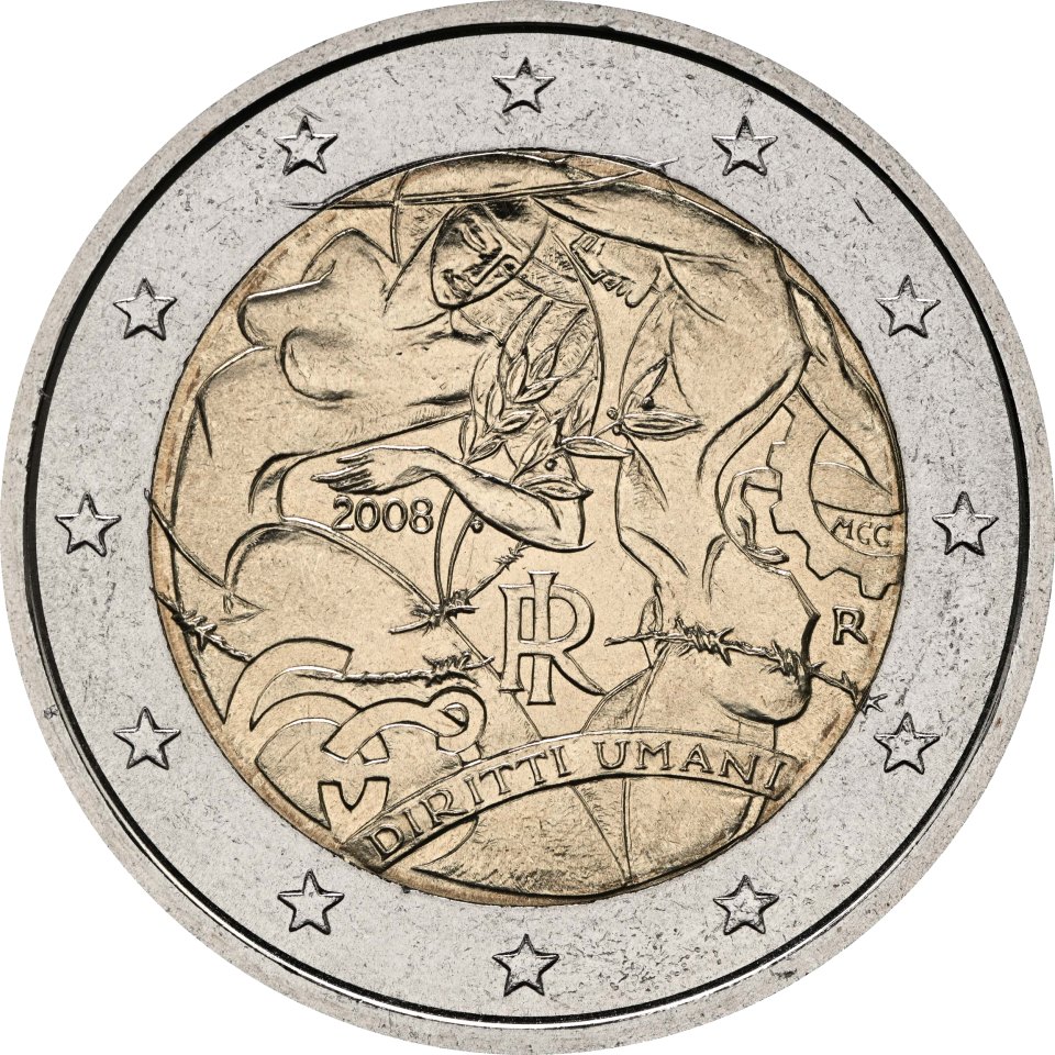 2-Euro-Münze Italien 2008: 60. Jahrestag Menschenrechte