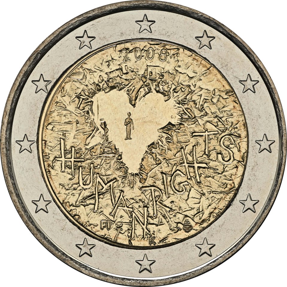 2-Euro-Münze Finnland 2008: 60. Jahrestag Menschenrechte