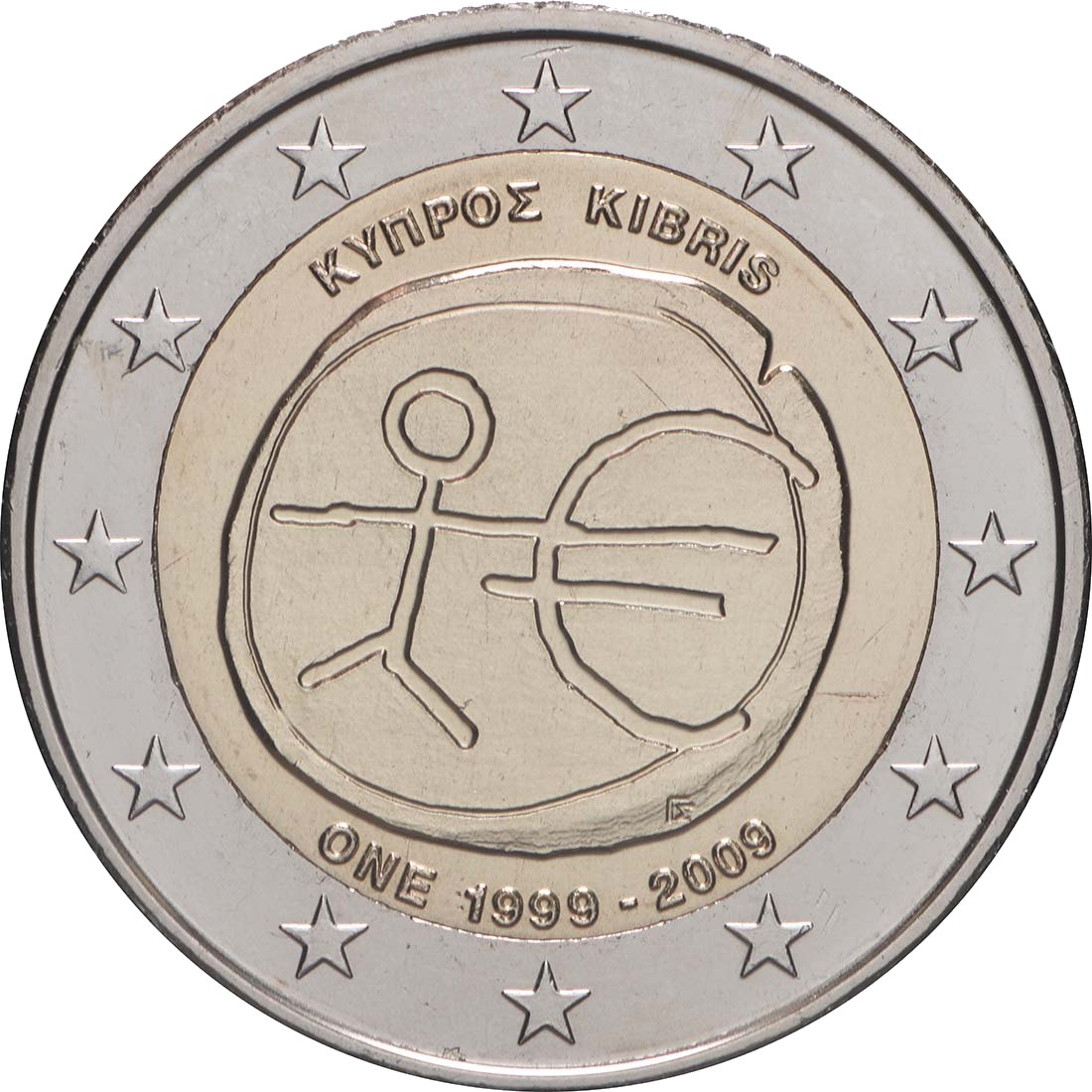 Кипър 2009 – 10 години ИПС · Възпоменателна монета от 2 евро Реверс