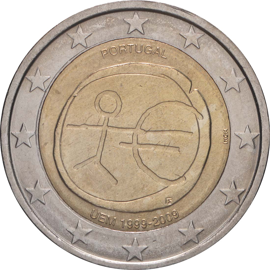 Португалия 2009 – 10 години ИПС · Възпоменателна монета от 2 евро Реверс
