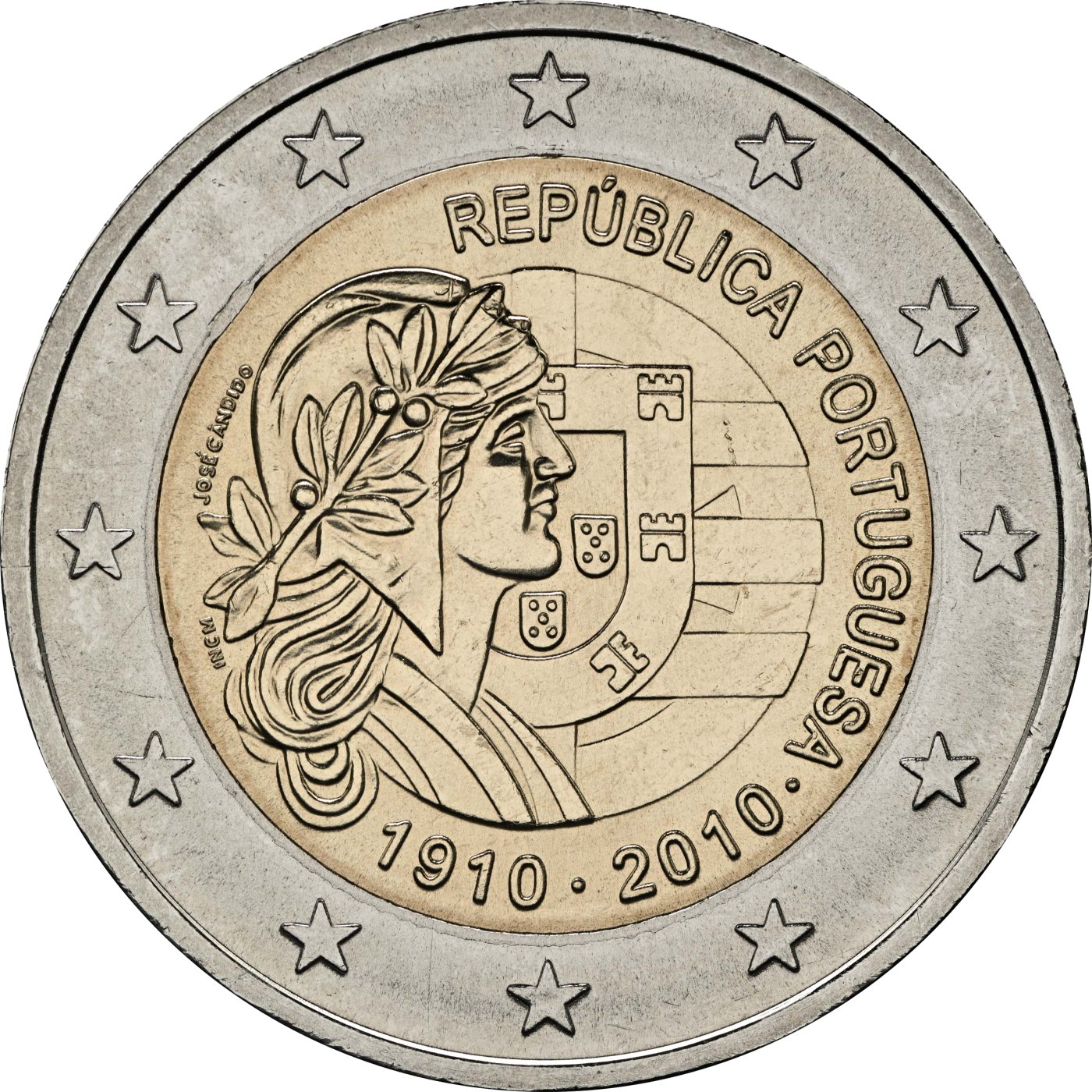 Португалия 2010 – 100 години Португалска република · Възпоменателна монета от 2 евро Реверс