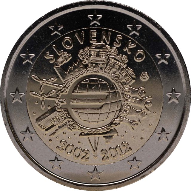Slovaquie 2012 – 10 ans de billets et pièces en euros