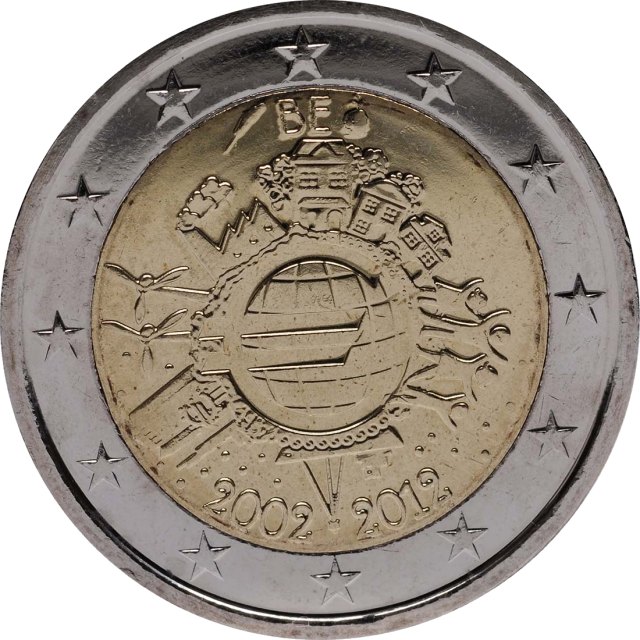 Bélgica 2012 – 10 anos de dinheiro em euros