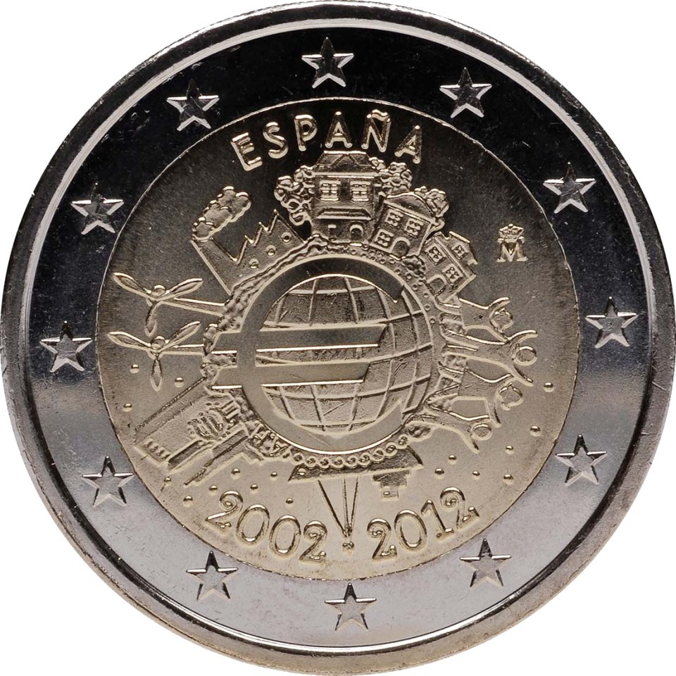 Spanien 2012 10 Jahre Euro-Bargeld – Rückseite