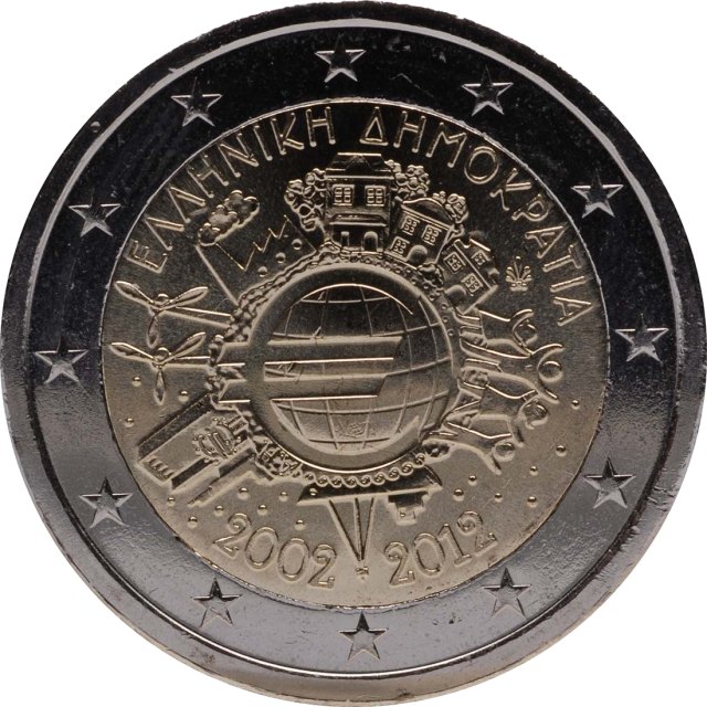 Grécia 2012 – 10 anos de notas e moedas de euro