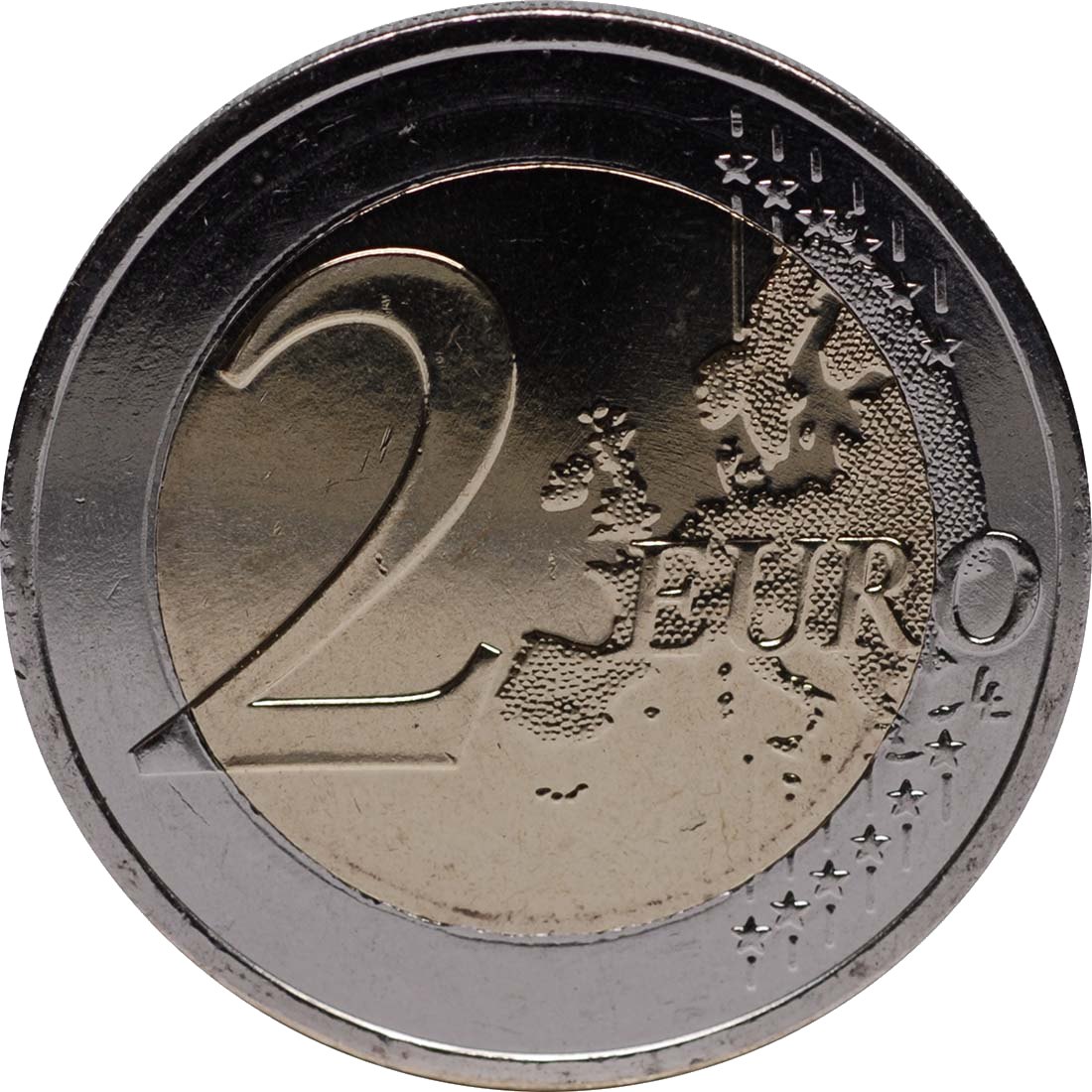 Кипър 2012 – 10 години евробанкноти и евромонети · Възпоменателна монета от 2 евро Аверс