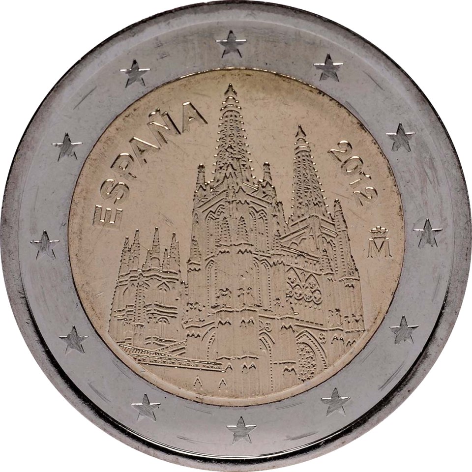 2-Euro-Münze Spanien 2012: UNESCO Weltkulturerbe-Serie, 3. Ausgabe, Kathedrale von Burgos
