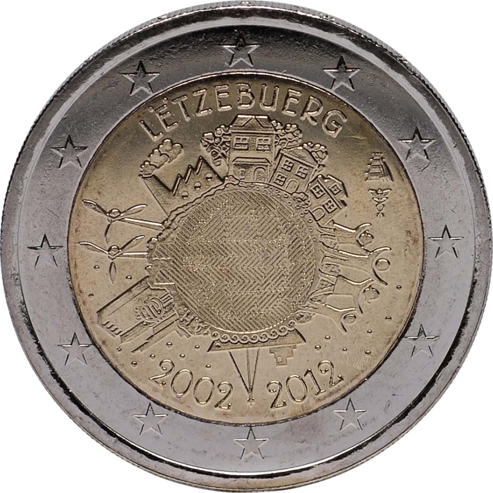Luxemburg 2012 10 Jahre Euro-Bargeld – Rückseite