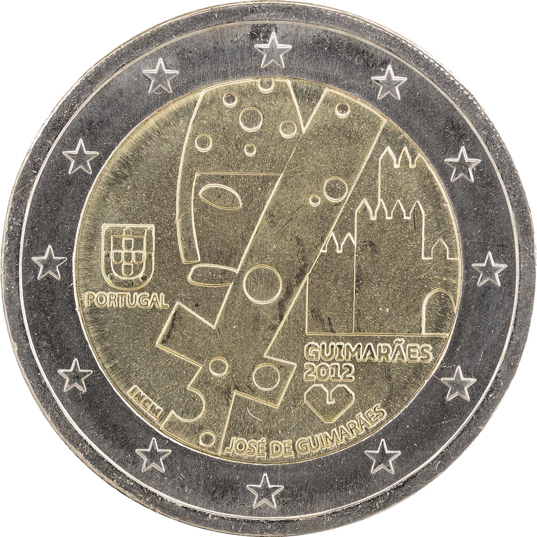 Португалия 2012 – Guimarães, Европейска столица на културата · Възпоменателна монета от 2 евро Реверс
