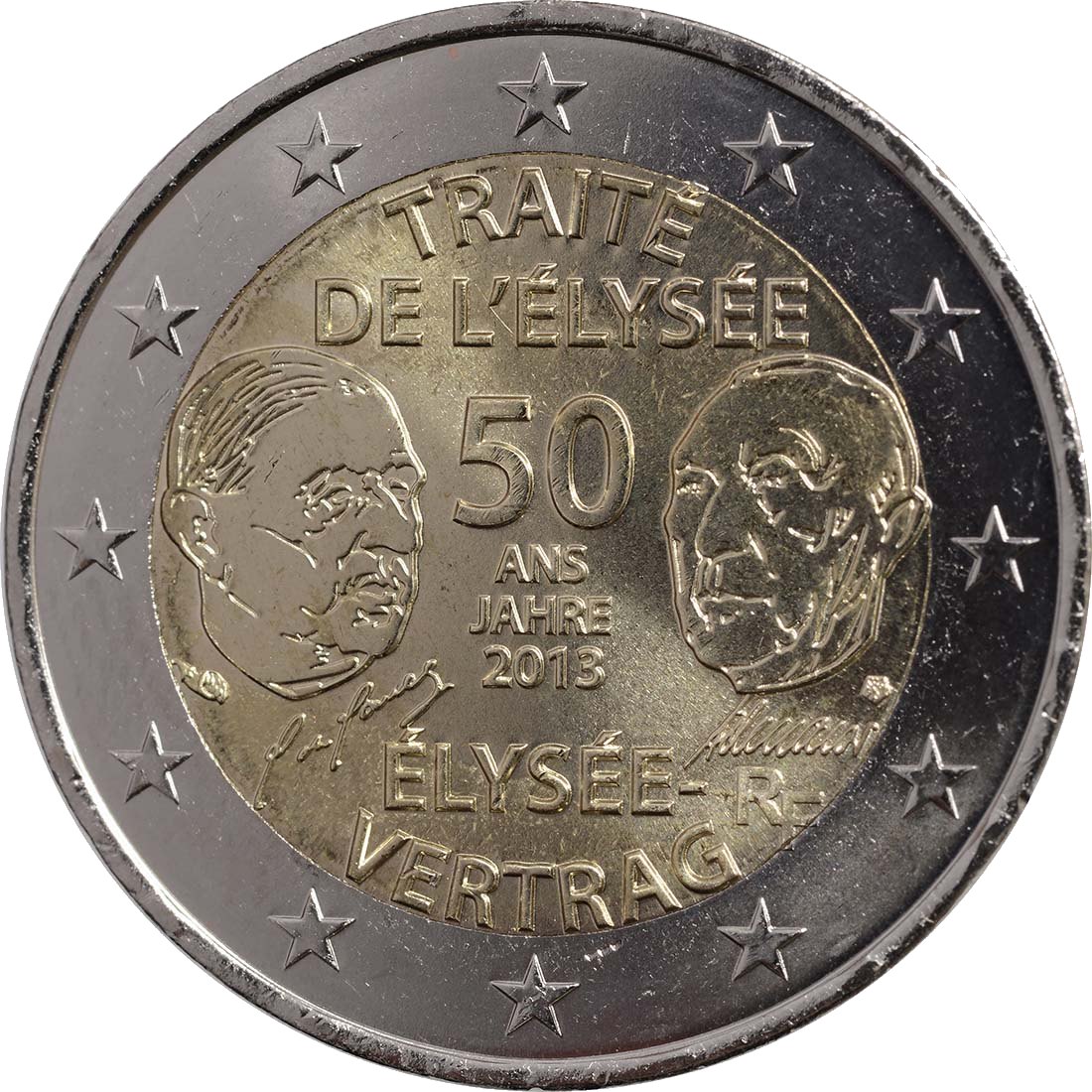 Frankreich 2013 Gemeinschaftsausgabe Deutschland / Frankreich 50. Jahrestag Élysée-Vertrag – Rückseite