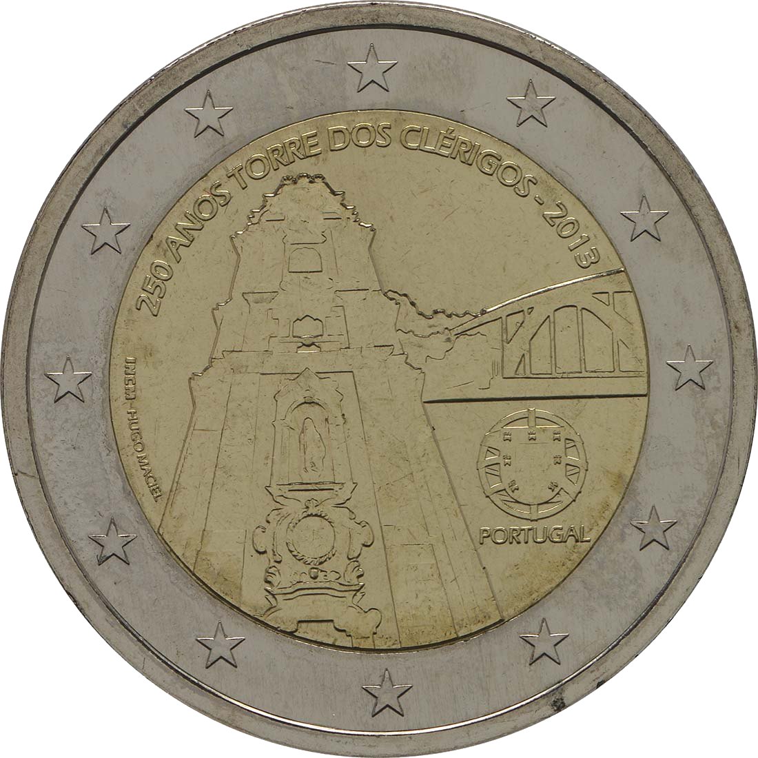 Portogallo 2013 – 250 anni del campanile del clero · Moneta commemorativa da 2 euro Verso