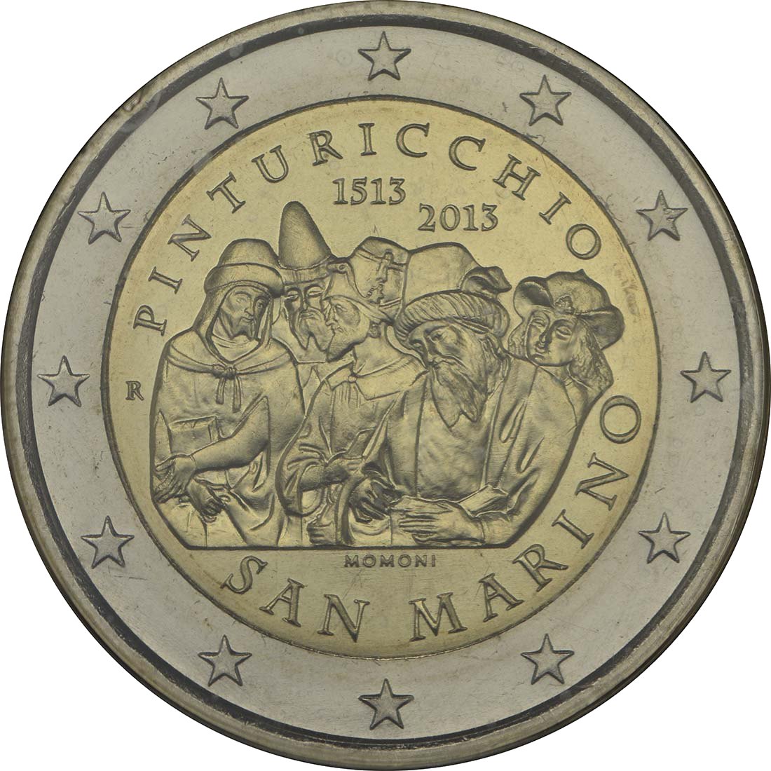 San Marino 2013 – Pinturicchio 500. surma-aastapäev · 2-eurone meenemünt Tagakülg
