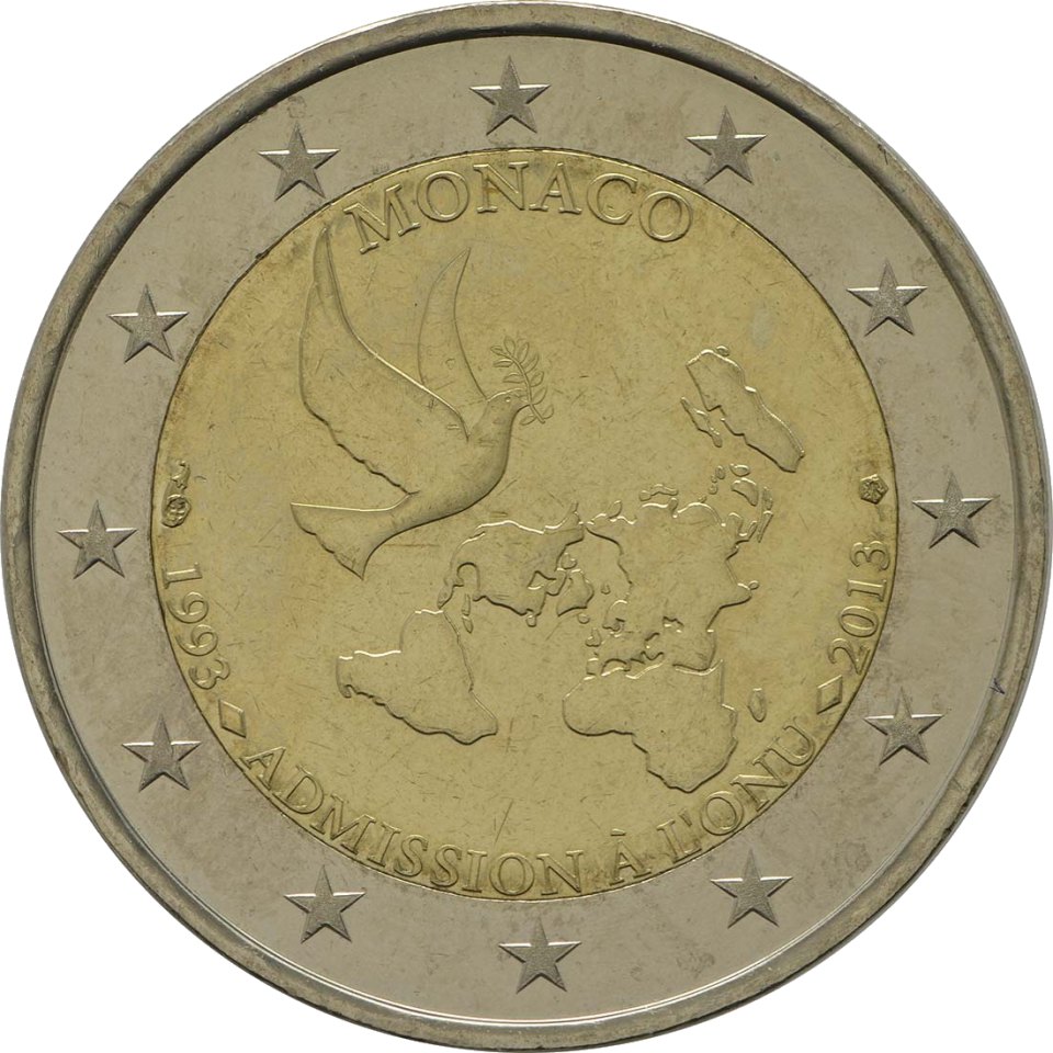 Monaco 2013 20 Jahre Mitgliedschaft bei der UNO – Rückseite