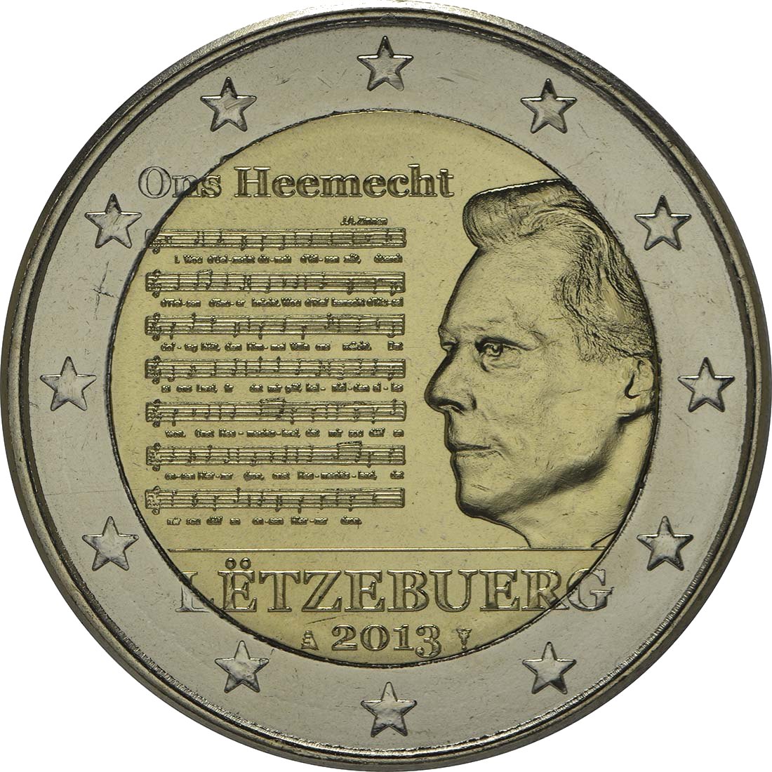 Luxemburg 2013 – Het volkslied · 2-euroherdenkingsmunt Keerzijde