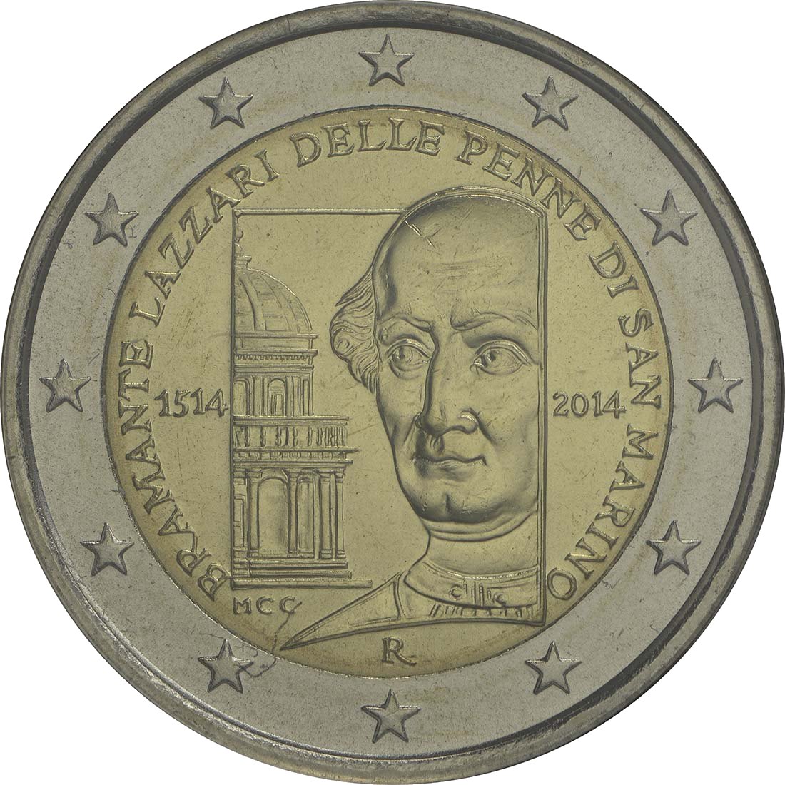 San Marino 2014 500. Todestag von Donato Bramante – Rückseite