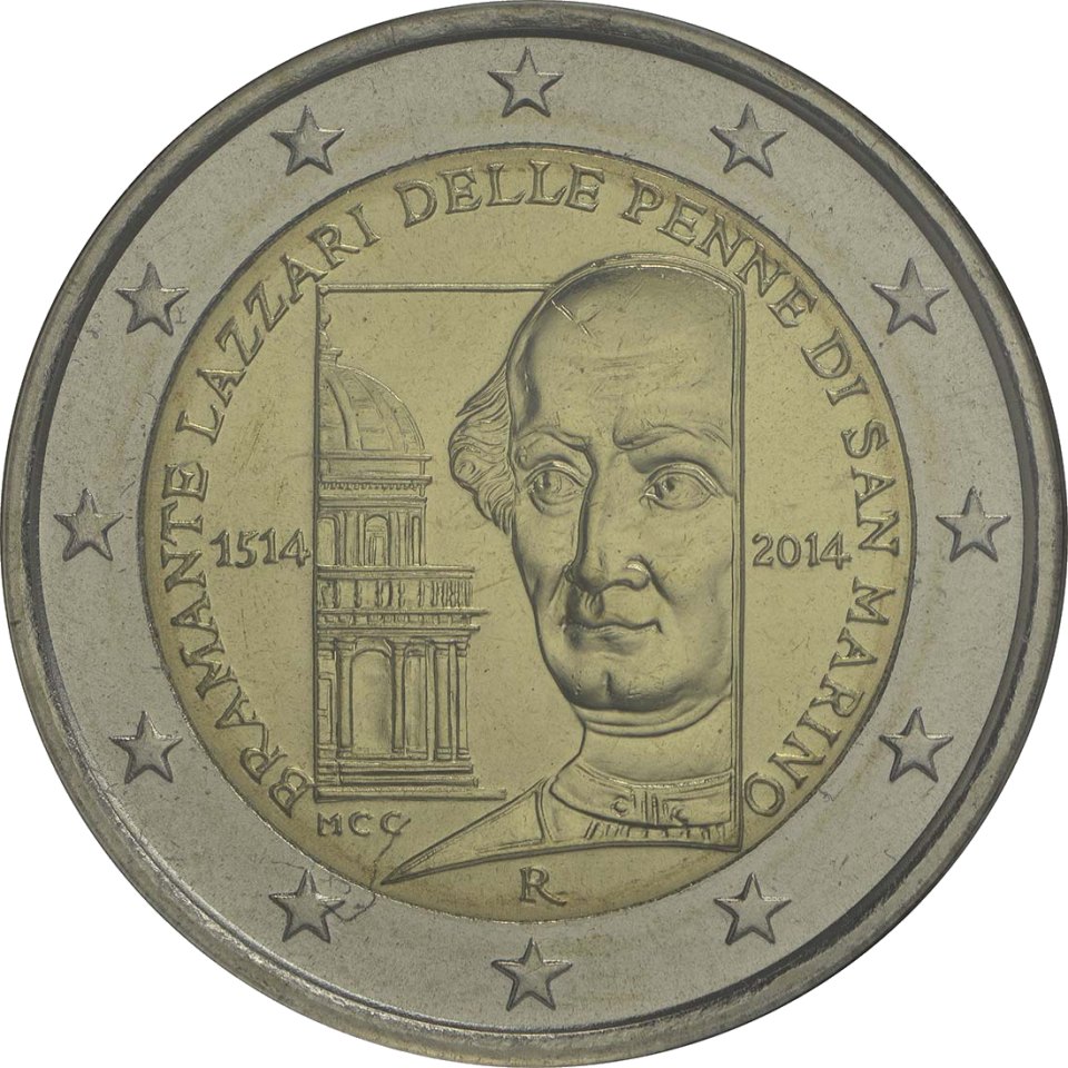San Marino 2014 500. Todestag von Donato Bramante – Rückseite