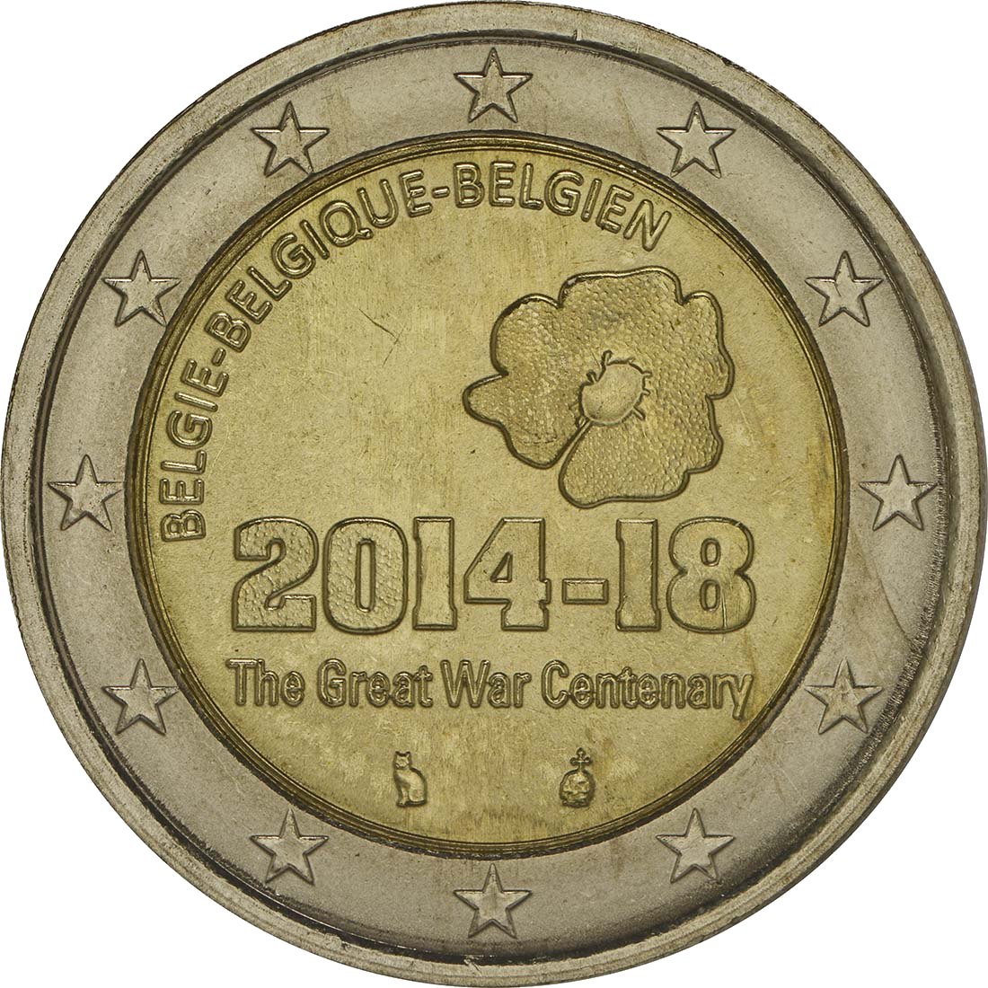 Belgio 2014 – 100 anni dall'inizio della prima guerra mondiale · Moneta commemorativa da 2 euro Verso