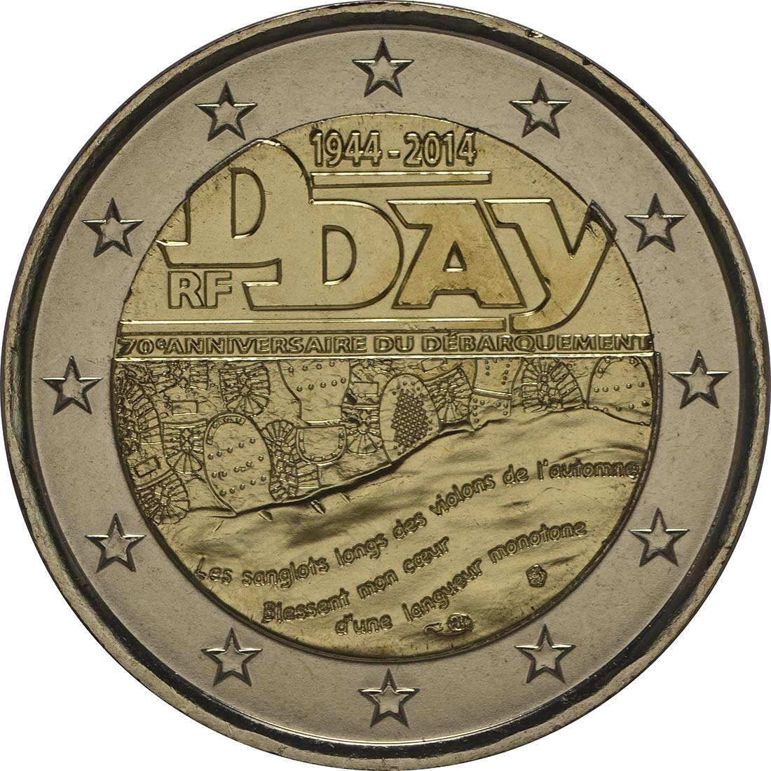 Francia 2014 – 70.º aniversario del Día D · Moneda conmemorativa de 2 euros Revers