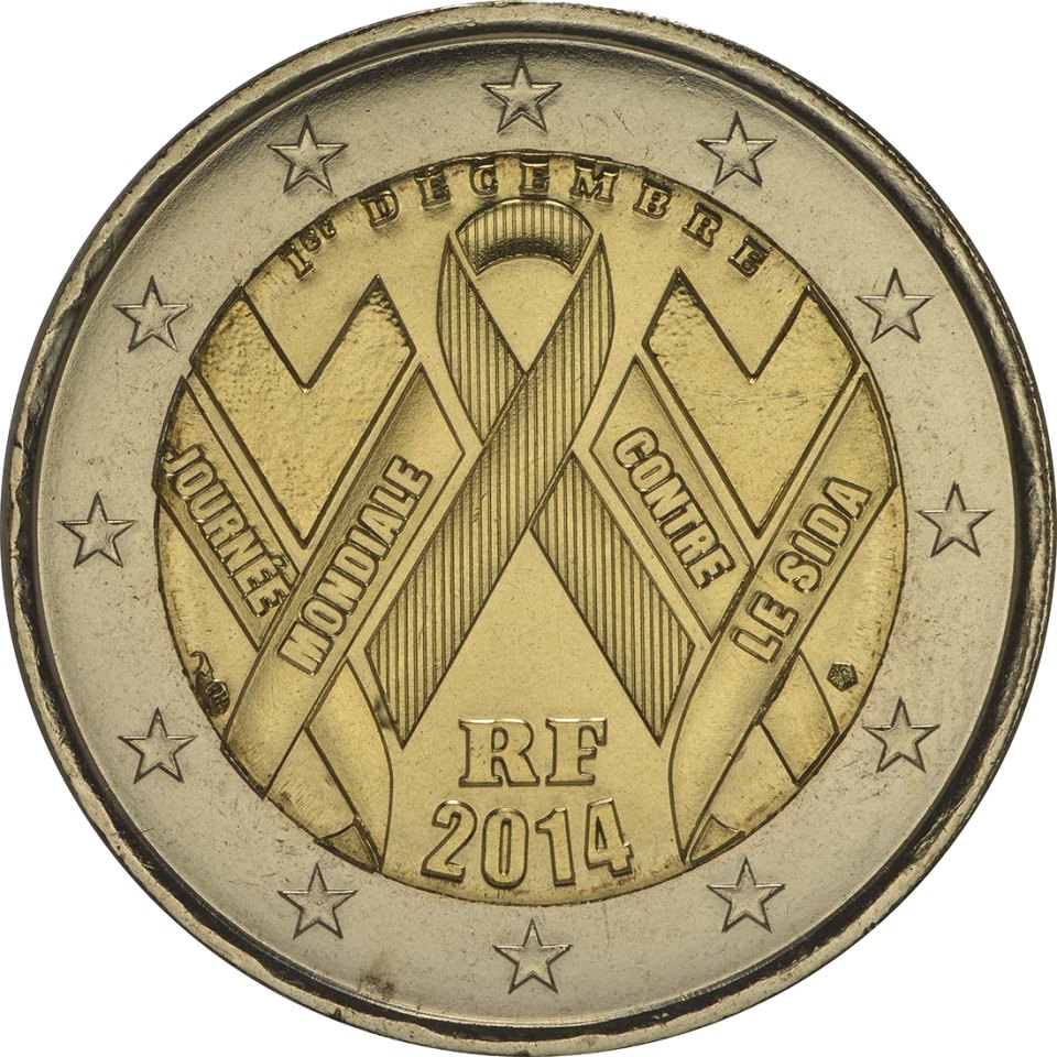 2-Euro-Münze Frankreich 2014: Welt-Aids-Tag 2014