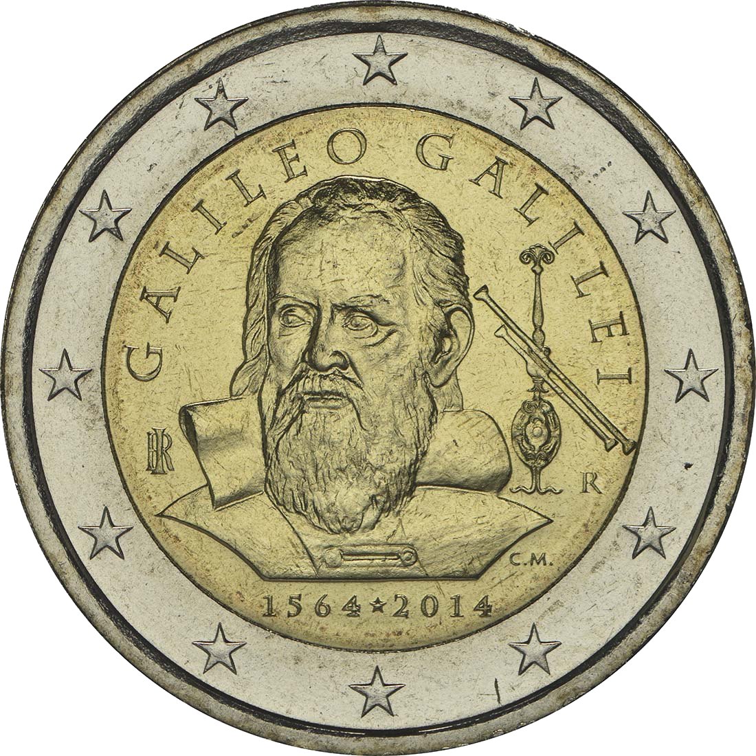 Italy 2014 – 450th birthday of Galileo Galilei · 2 Euro commemorative coin Reverse