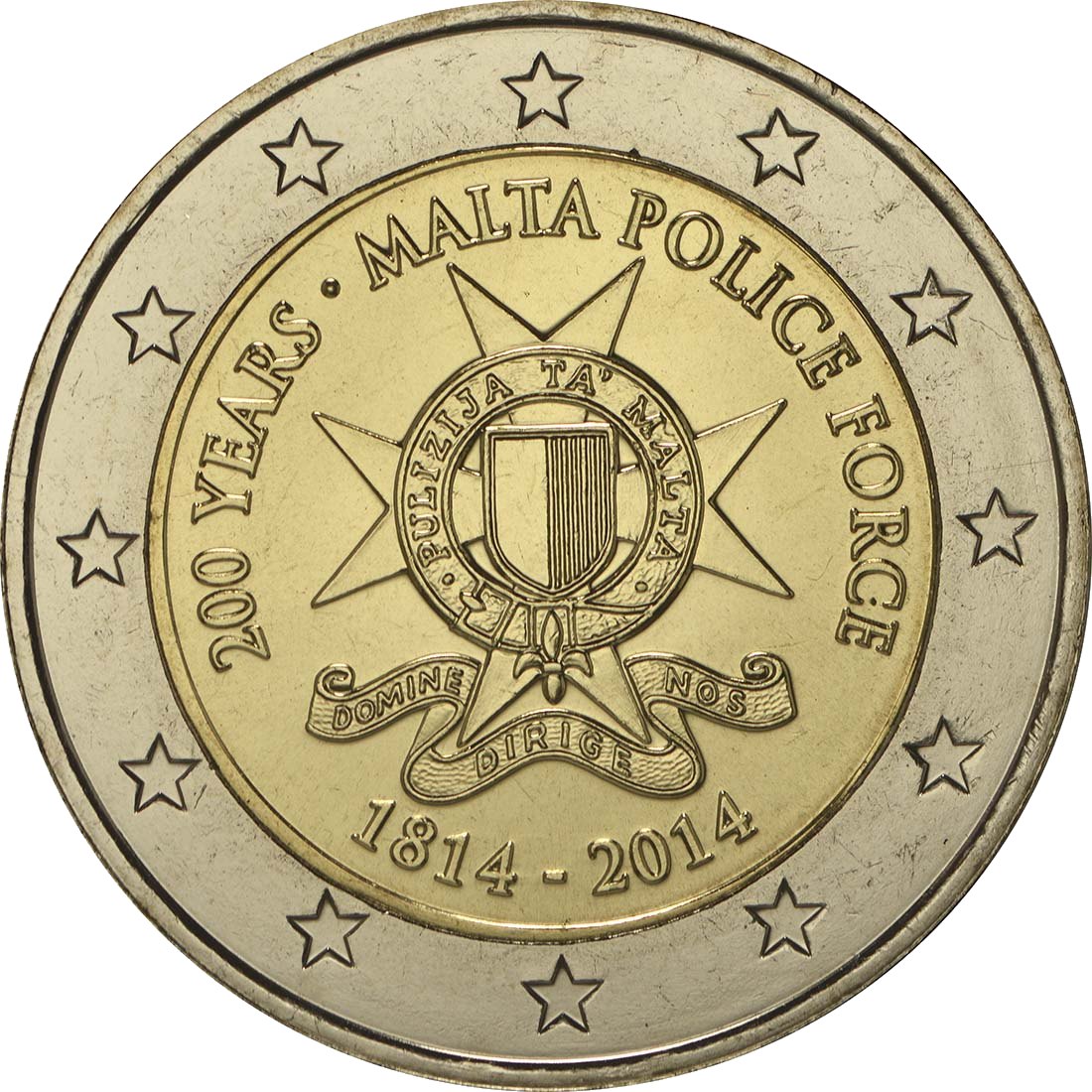 Malta 2014 – 200 anni della polizia a Malta · Moneta commemorativa da 2 euro Verso