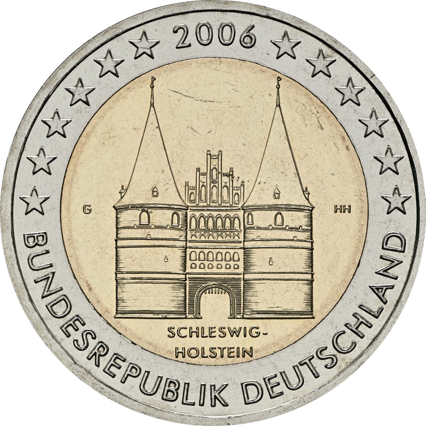Германия 2006 – Schleswig-Holstein, Holstentor · Възпоменателна монета от 2 евро Реверс