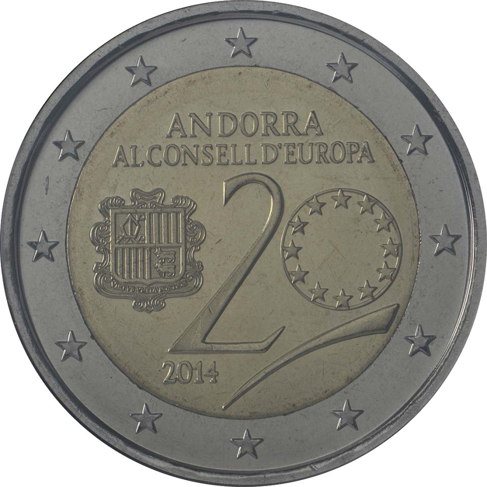 Andorra 2014 20 Jahre Mitgliedschaft von Andorra im Europarat – Rückseite