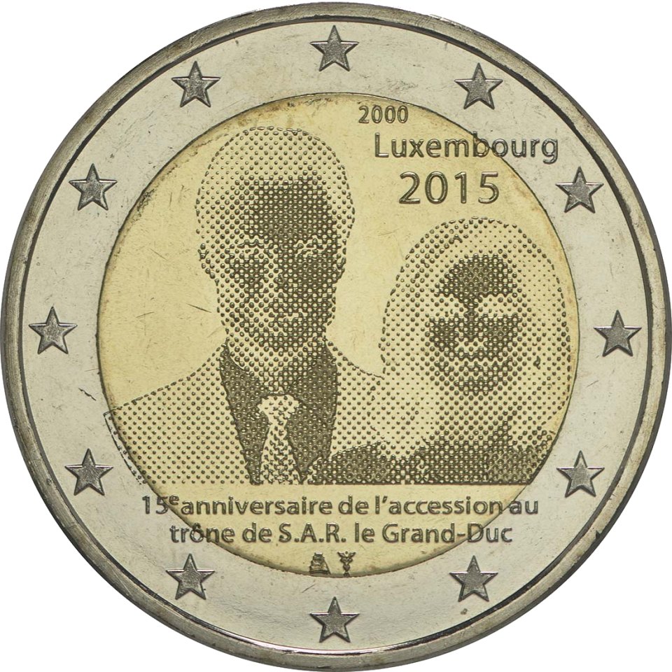 Luxemburg 2015 15. Jahrestag der Thronbesteigung von Großherzog Henri – Rückseite