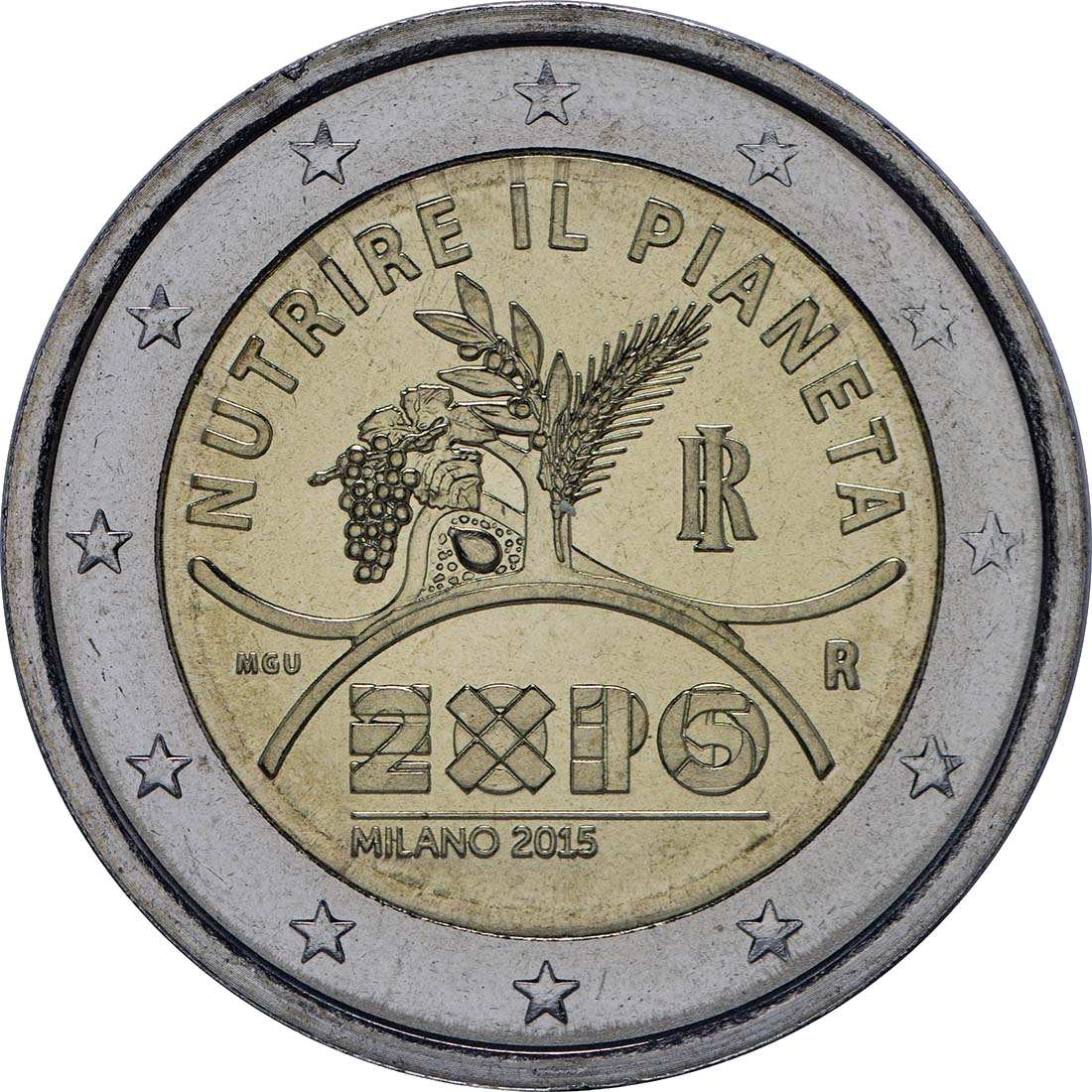 Italie 2015 – Exposition universelle Expo Milan 2015 · Pièce commémorative de 2 euros Revers