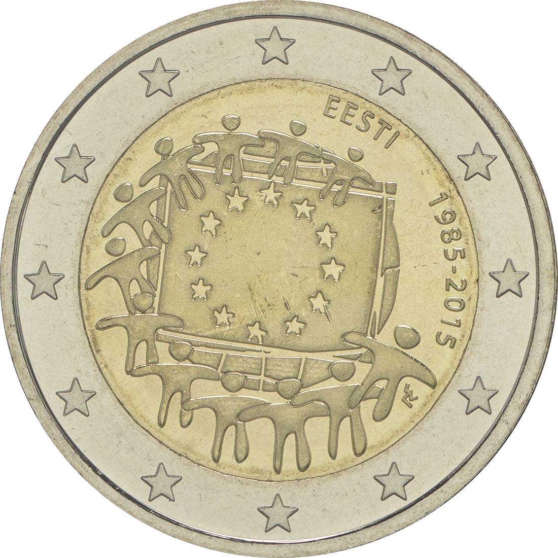 Естония 2015 – 30 години знаме на ЕС · Възпоменателна монета от 2 евро Реверс
