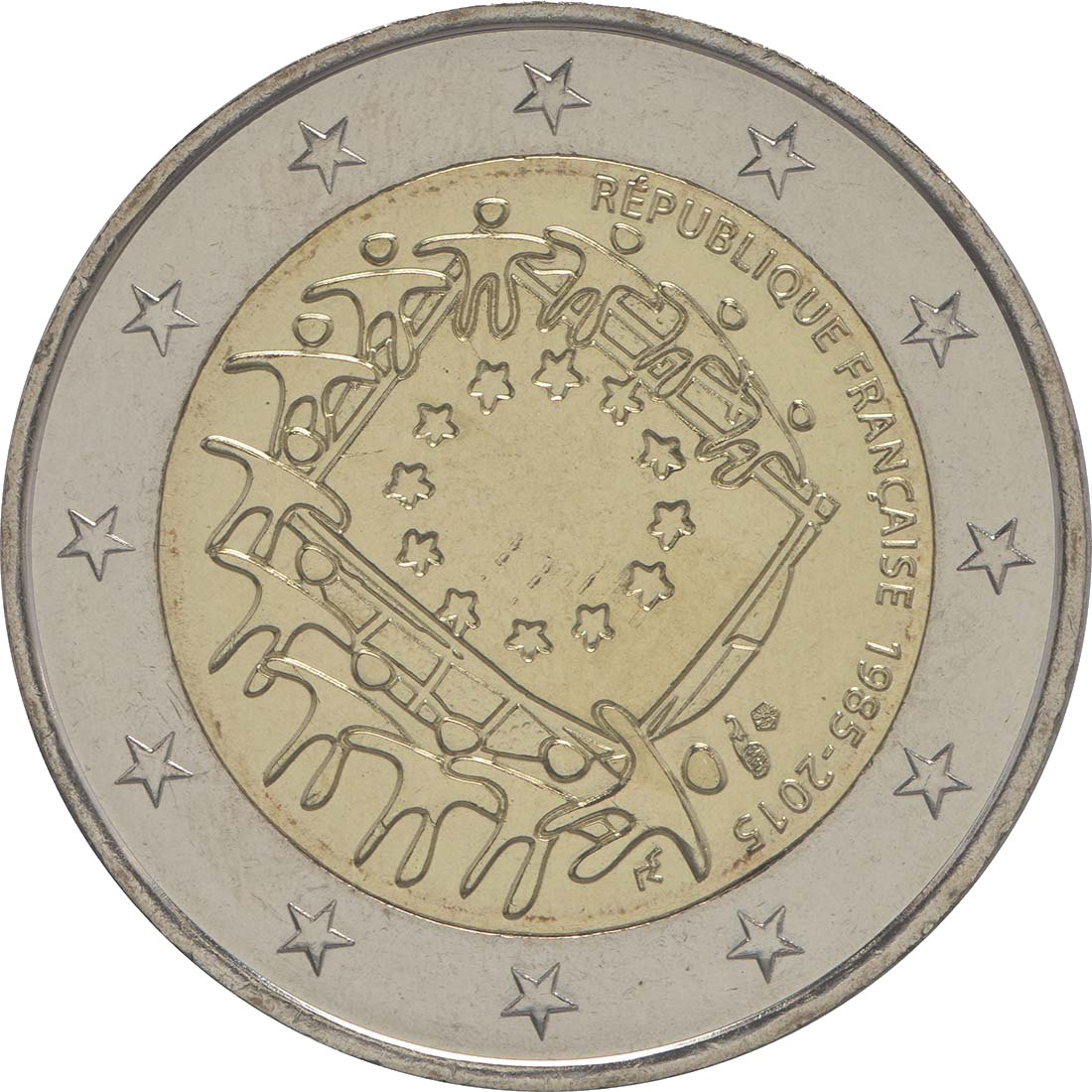 Francia 2015 – 30 anni della bandiera dell’UE · Moneta commemorativa da 2 euro Verso