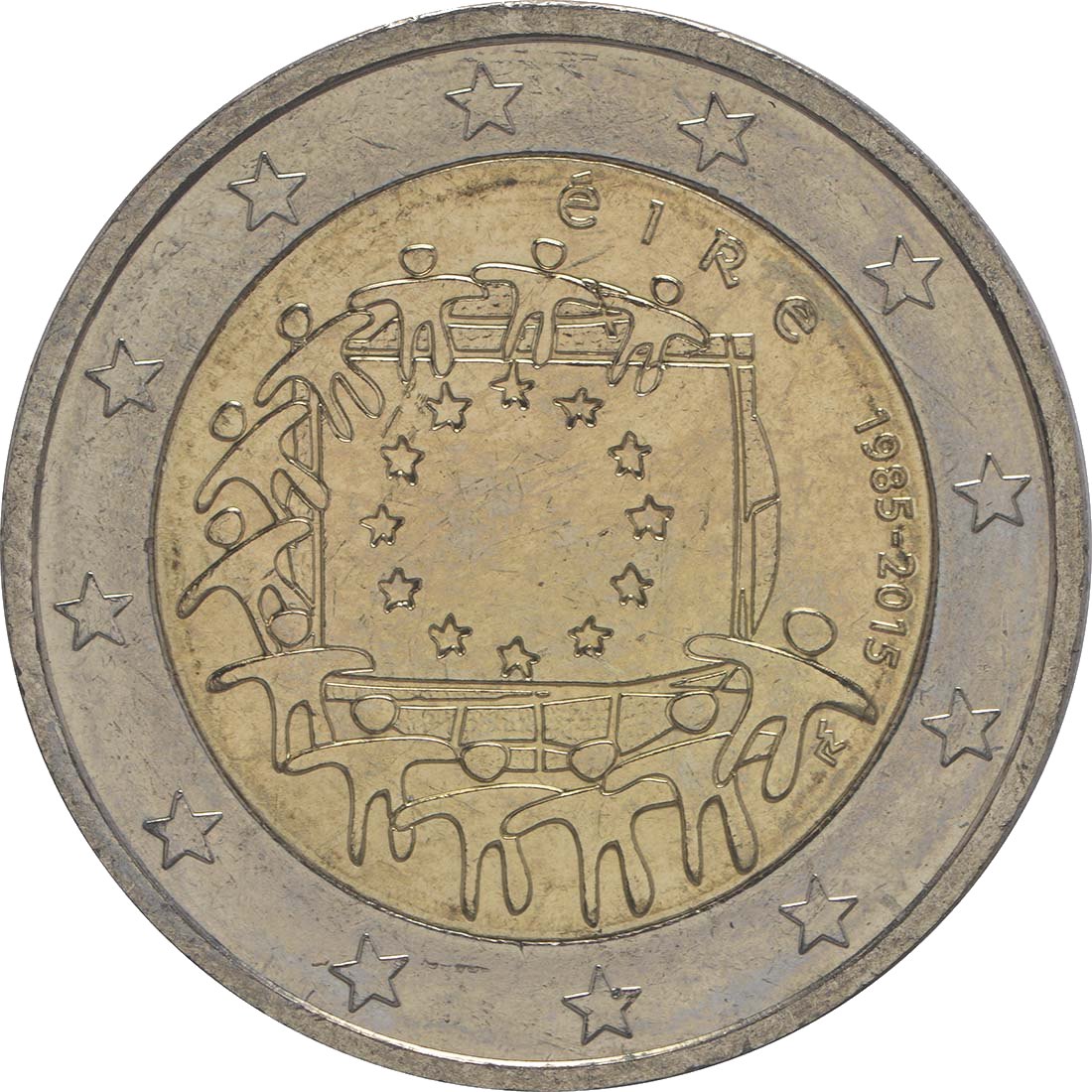 Írsko 2015 – 30 rokov vlajky EÚ · Pamätná minca 2 € Reverz