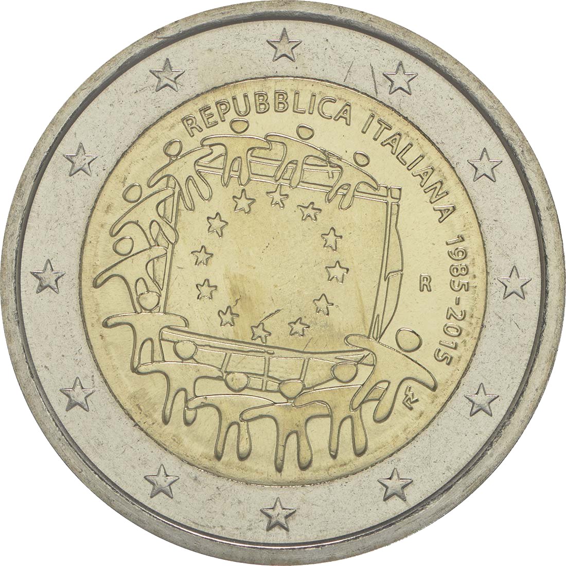 Italia 2015 – 30 años de la bandera de la UE · Moneda conmemorativa de 2 euros Revers