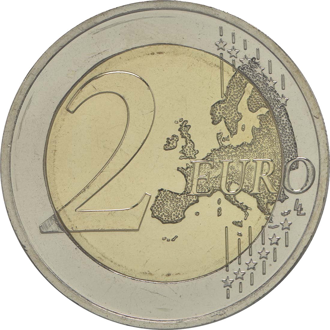 Латвия 2015 – 30 години знамето на ЕС · Възпоменателна монета от 2 евро Аверс