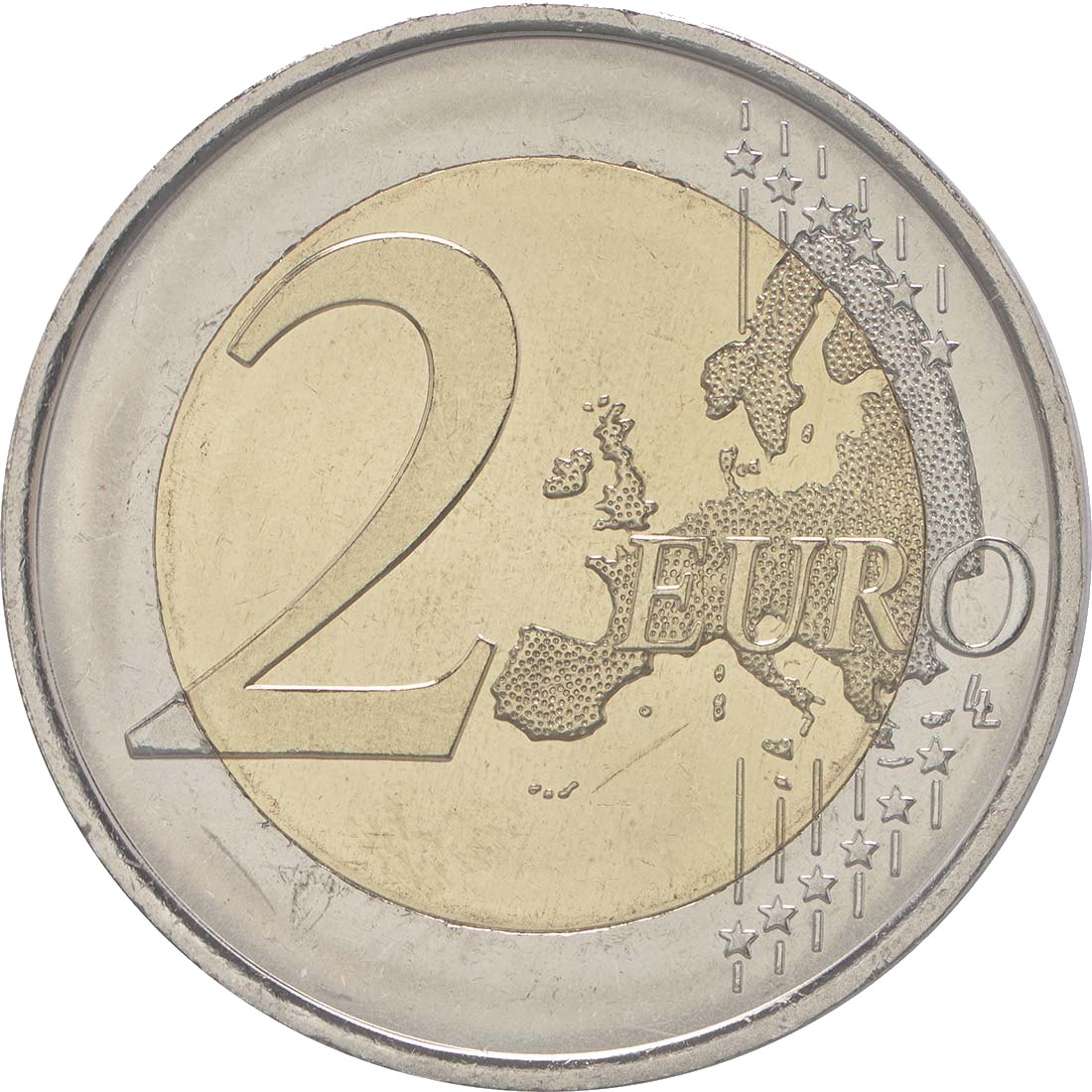 Испания 2015 – 30 години европейско знаме · Възпоменателна монета от 2 евро Аверс