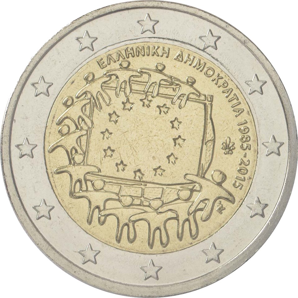 2-Euro-Münze Griechenland 2015: 30 Jahre EU-Flagge