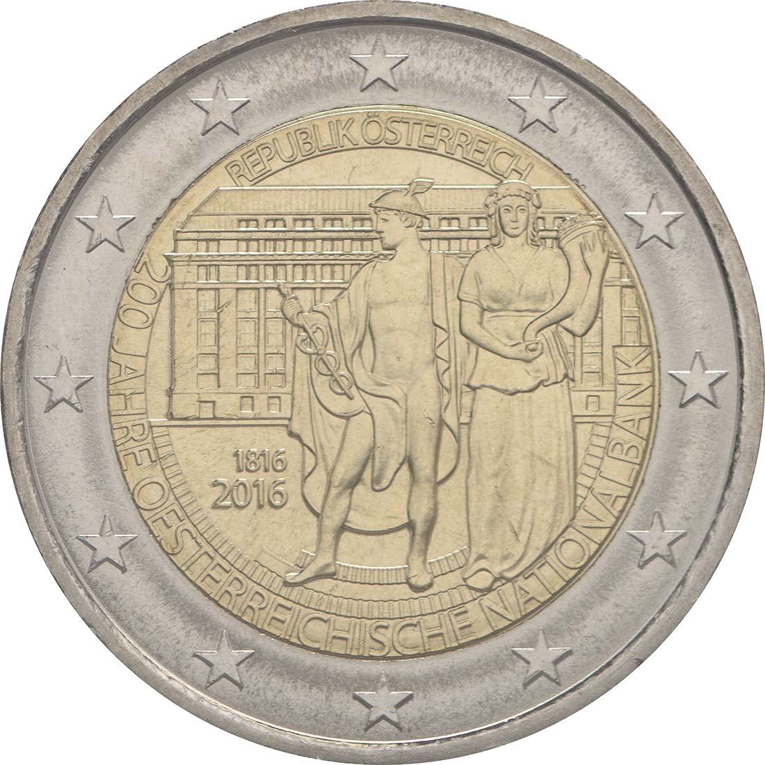 Austria 2016 – 200 anni della Österreichische Nationalbank · Moneta commemorativa da 2 euro Verso