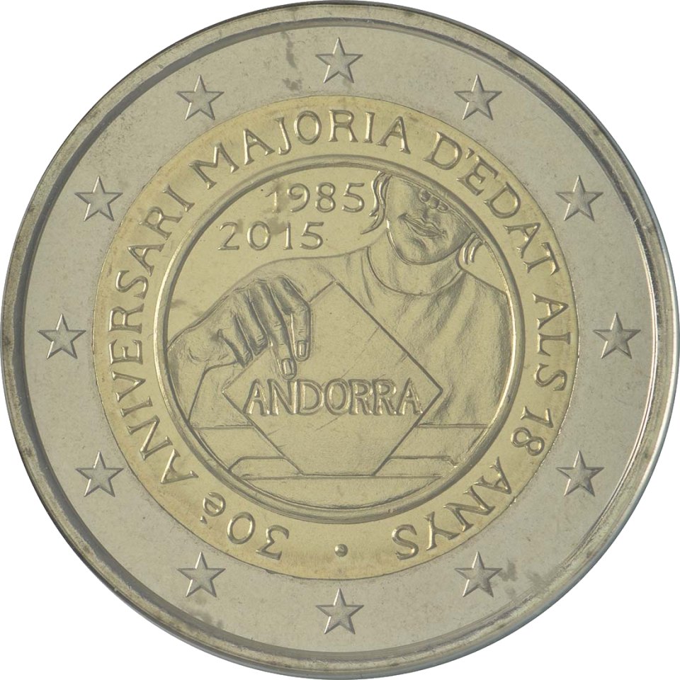 Andorra 2015 30 Jahre Volljährigkeit mit 18 – Rückseite