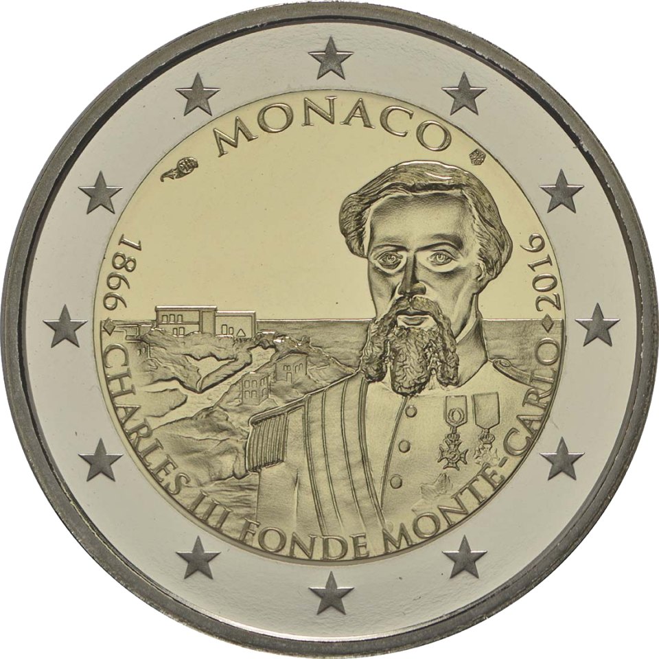 Monaco 2016 150. Jahrestag der Gründung Monte Carlos durch Charles III – Rückseite