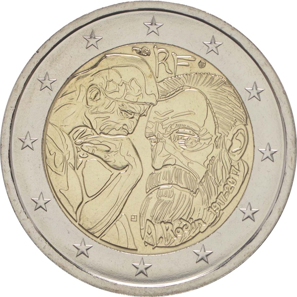2-Euro-Münze Frankreich 2017: 100. Todestag von Auguste Rodin