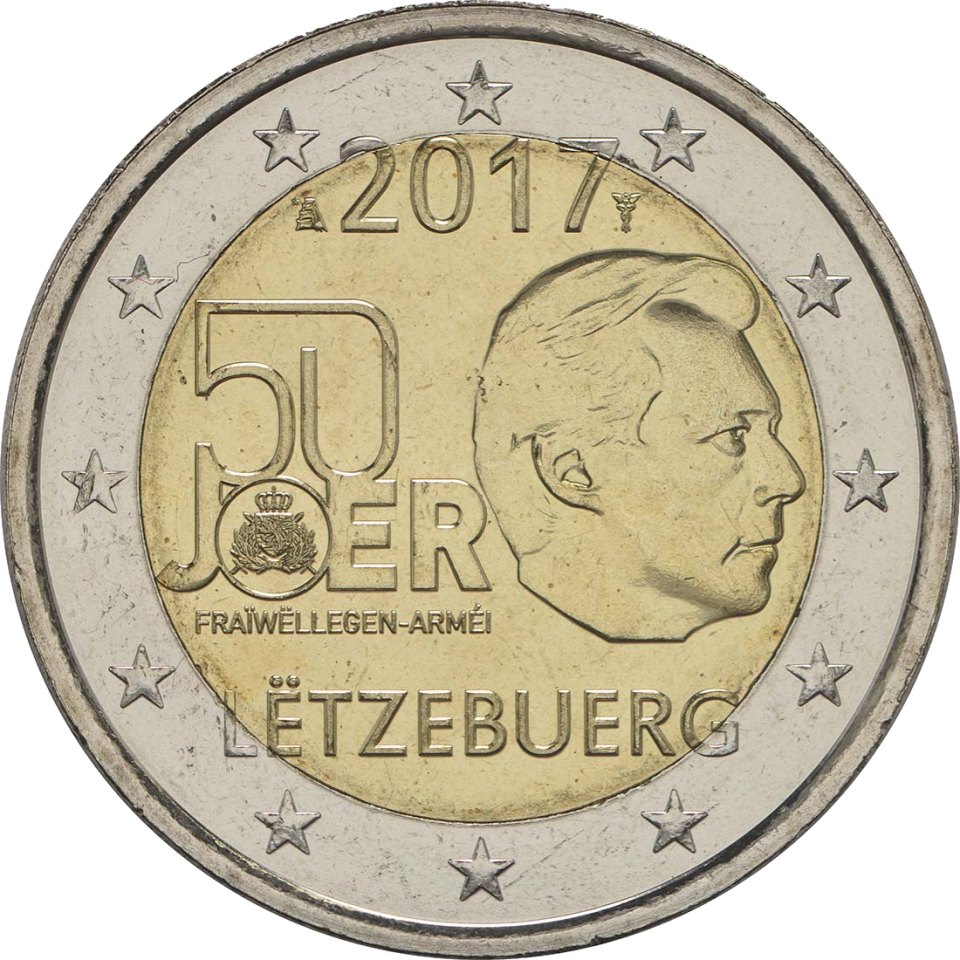 Luxemburg 2017 50 Jahre Freiwilligenarmee in Luxemburg – Rückseite