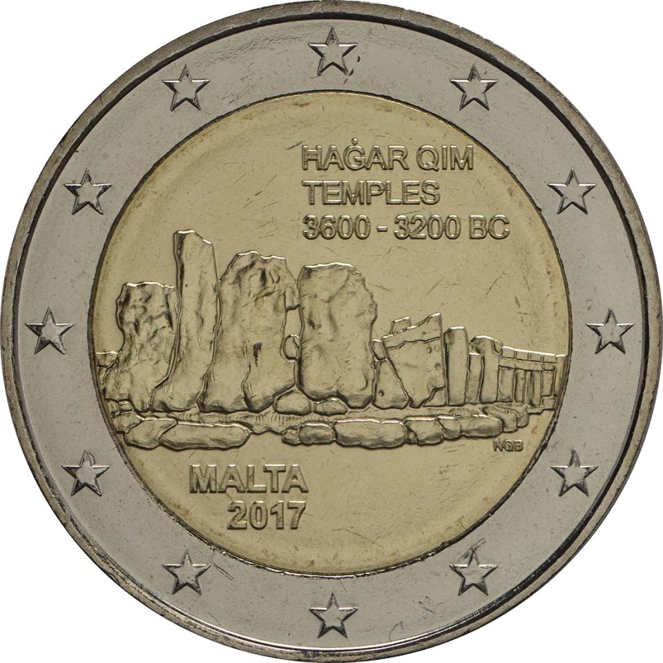 2-Euro-Münze Malta 2017: Serie: Prähistorische Stätten, Ħaġar Qim