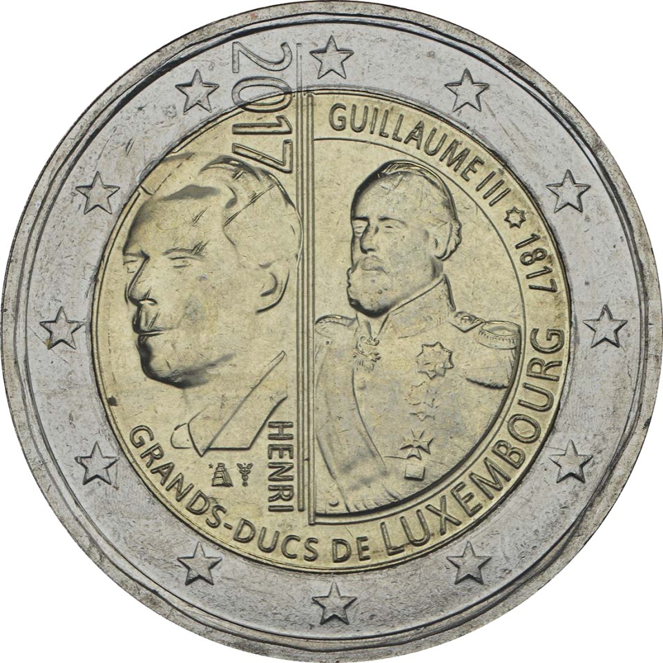Luxemburg 2017 200. Geburtstag des Großherzogs Wilhelm III – Rückseite