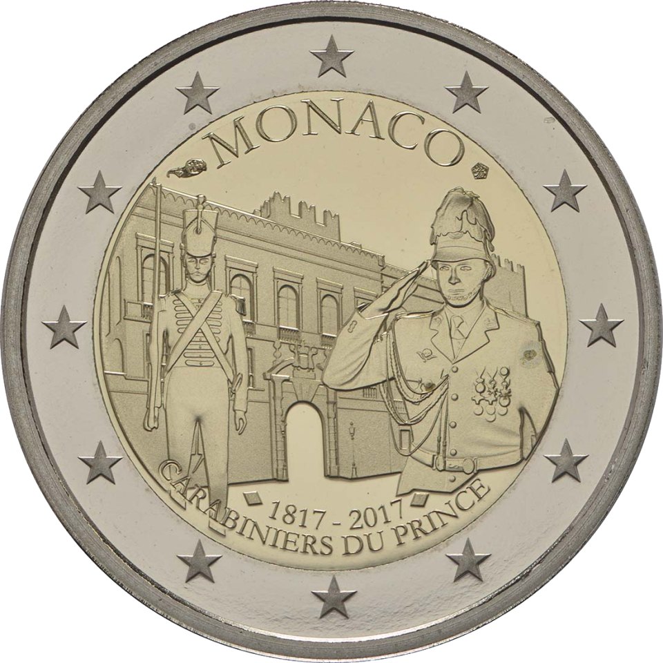 Monaco 2017 200 Jahre Fürstliche Karabinierskompanie – Rückseite