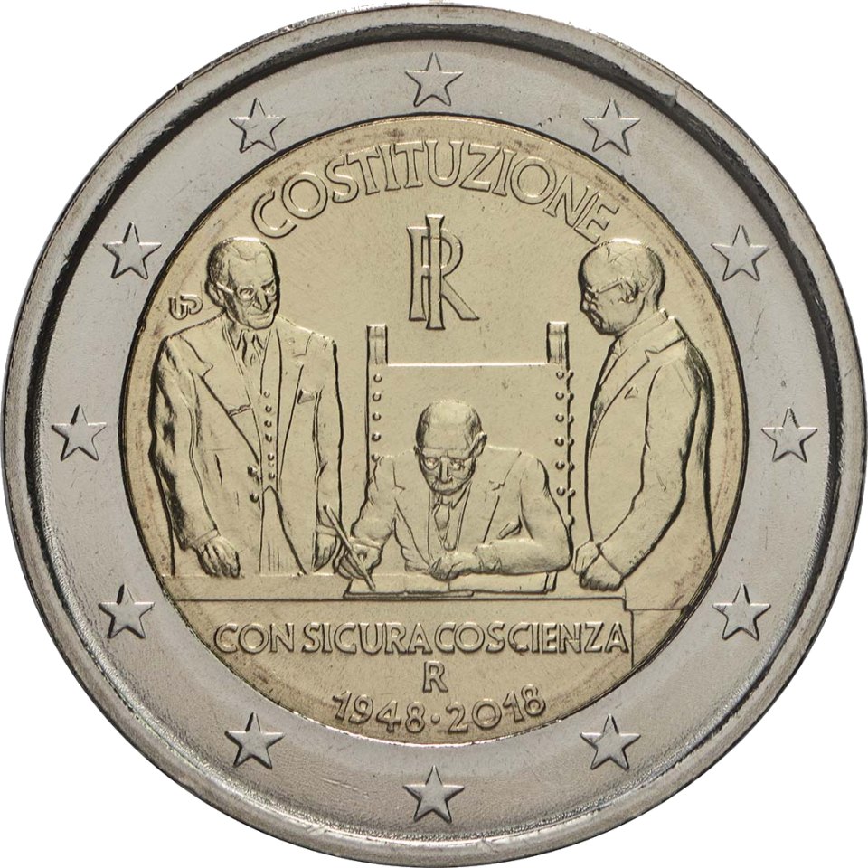 2-Euro-Münze Italien 2018: 70. Jahrestag der Entstehung der italienischen Verfassung