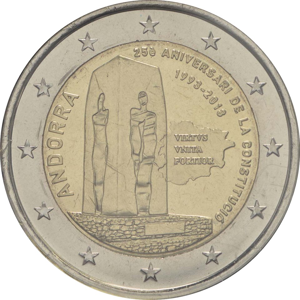 Andorra 2018 25. Jahrestag d. Verfassung v. Andorra – Rückseite